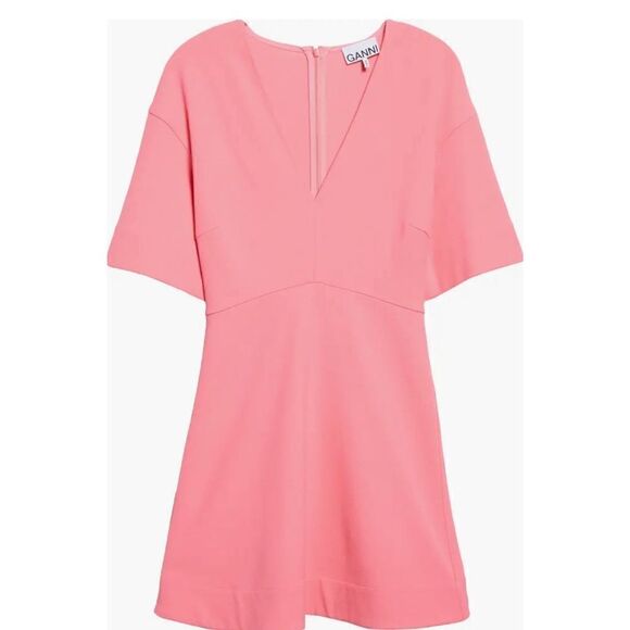 Ganni Stretch Suiting A-Line Minidress in Shocking Pink NWT Size 36 - Picture 5 of 10